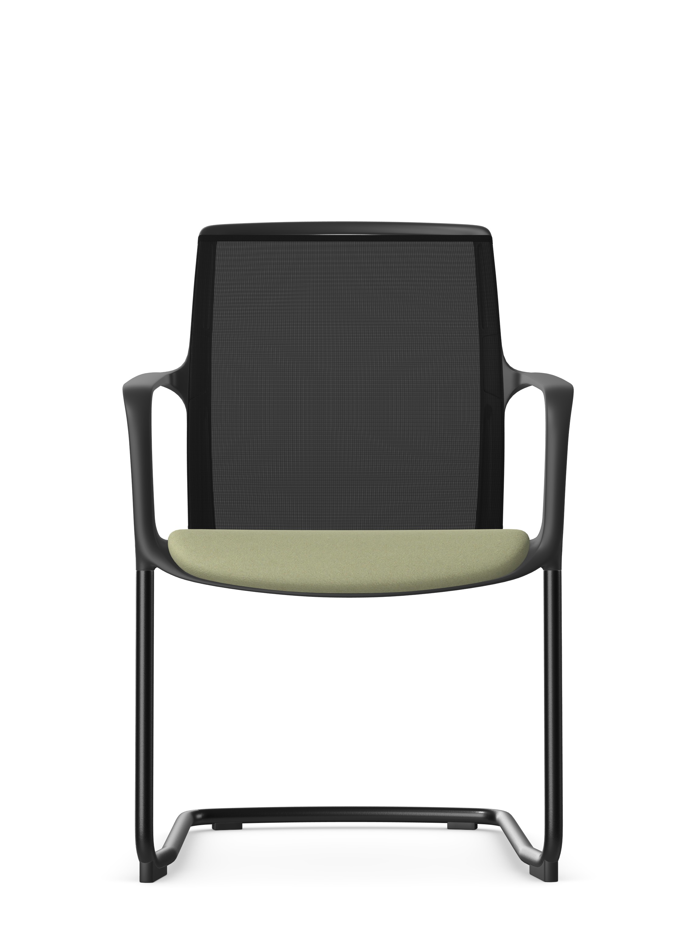 KB-UNO - Chair with Mesh Back, Upholstered Seat and Sled Base
