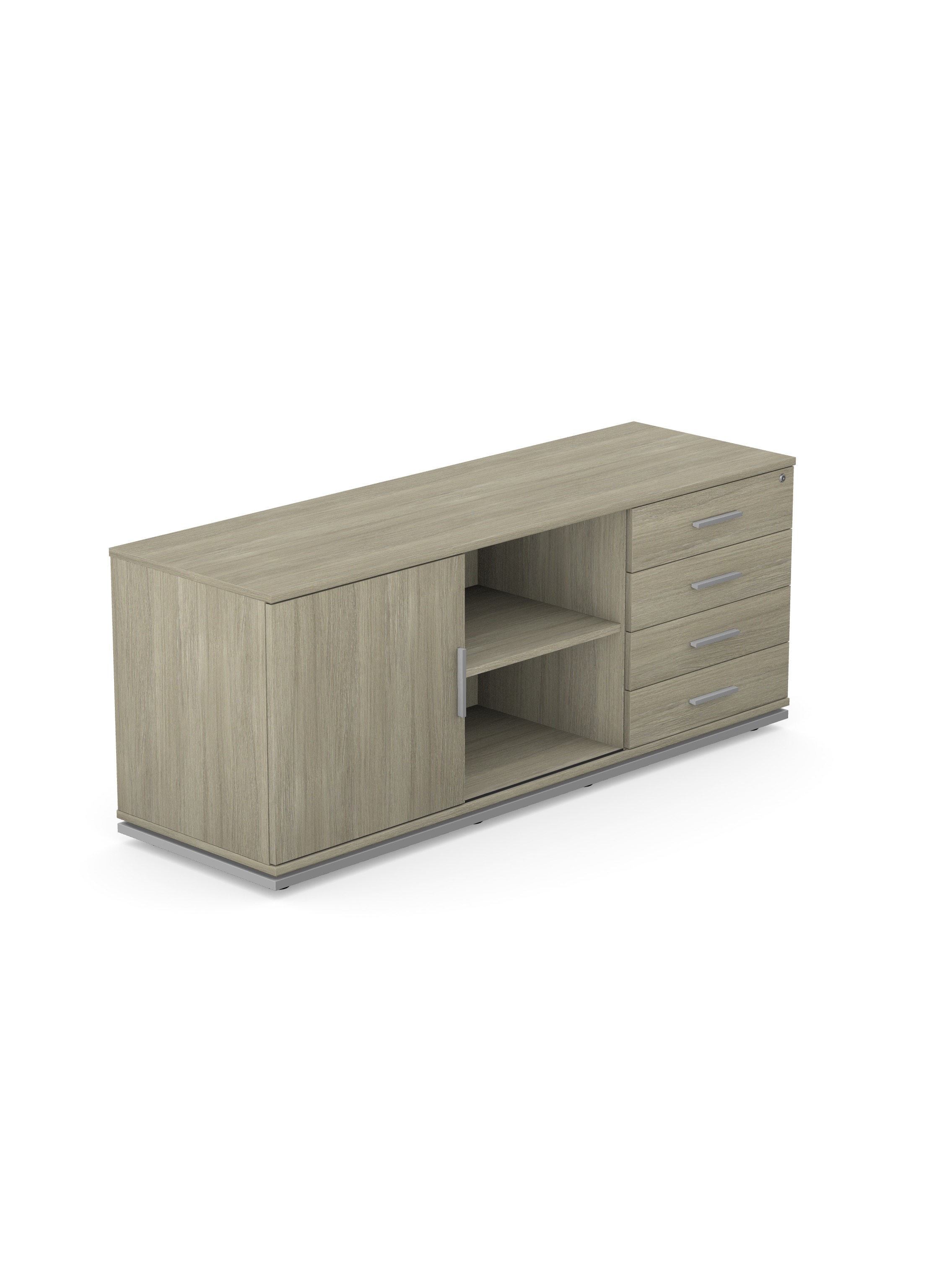 Blog/Trio Side Cabinet 1600x500x650 (4 drawers, sliding door, shelves)