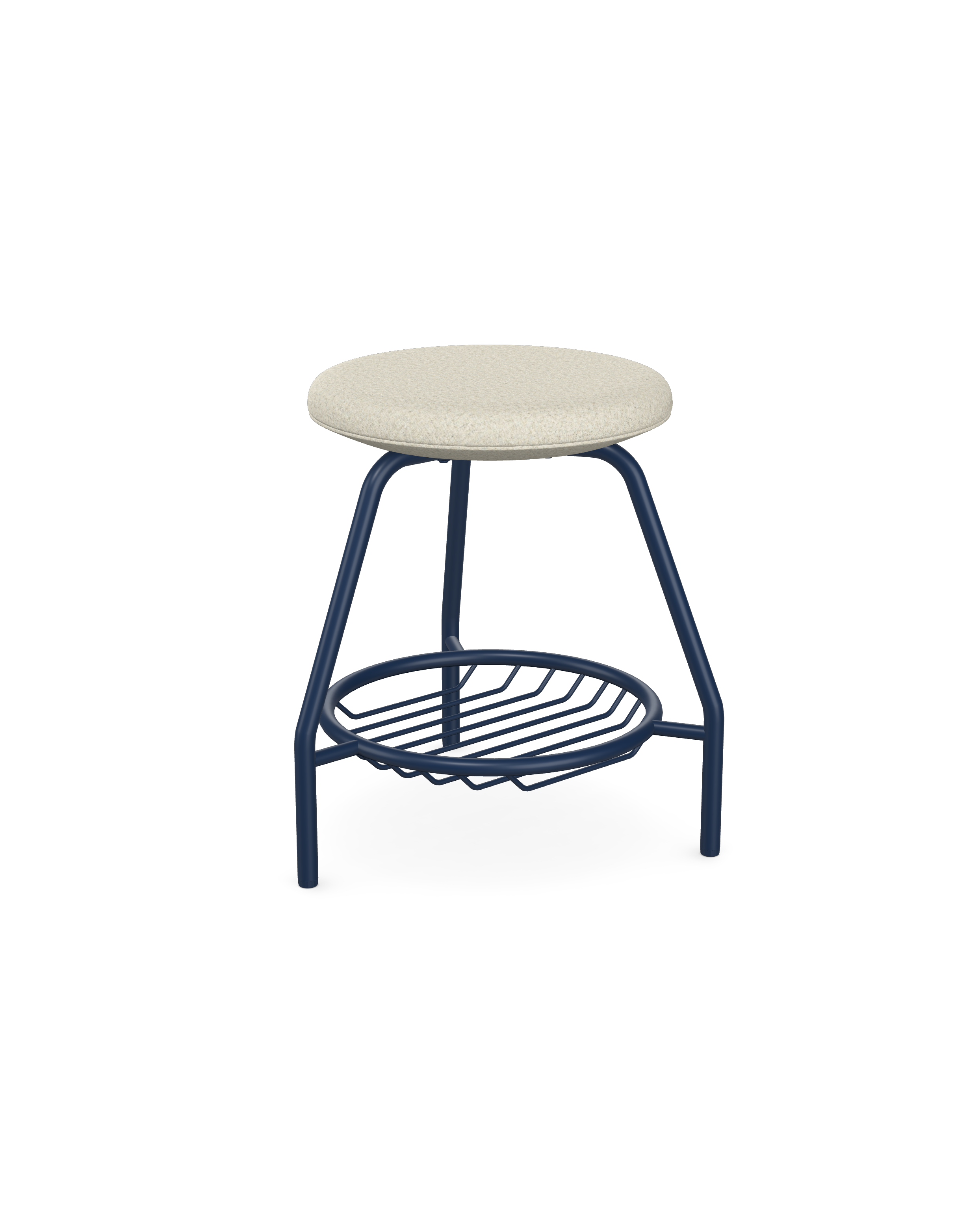 Pung Upholstered Stool with Integrated Wire Storage Base