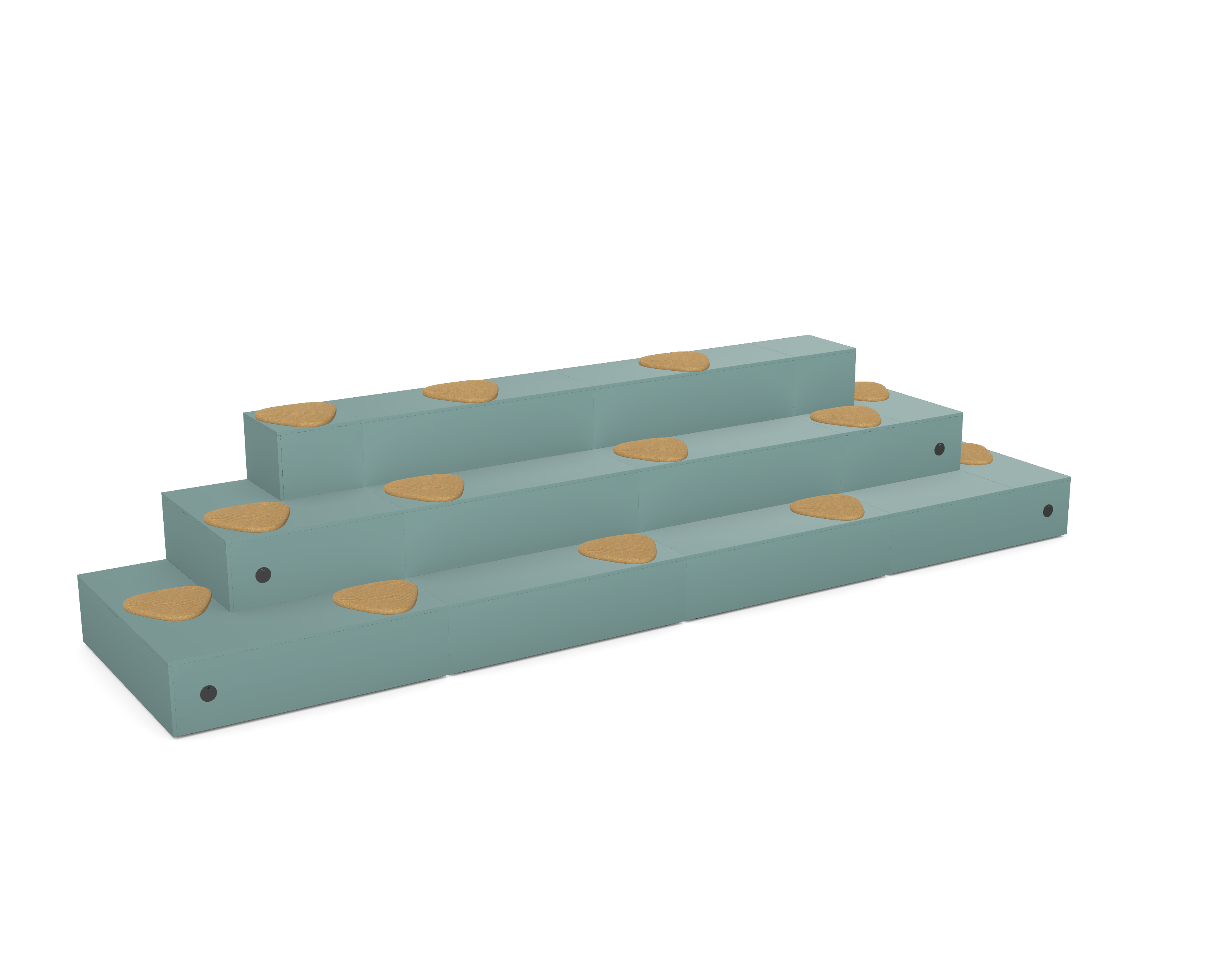 Podium - Seating Configuration 2 - Modular Wooden Seating Riser with Cushions